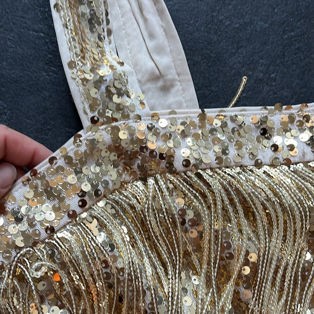 Lulus Gold Fringe Flapper Gatsby Sequin Dress Medium - Picture 7 of 12
